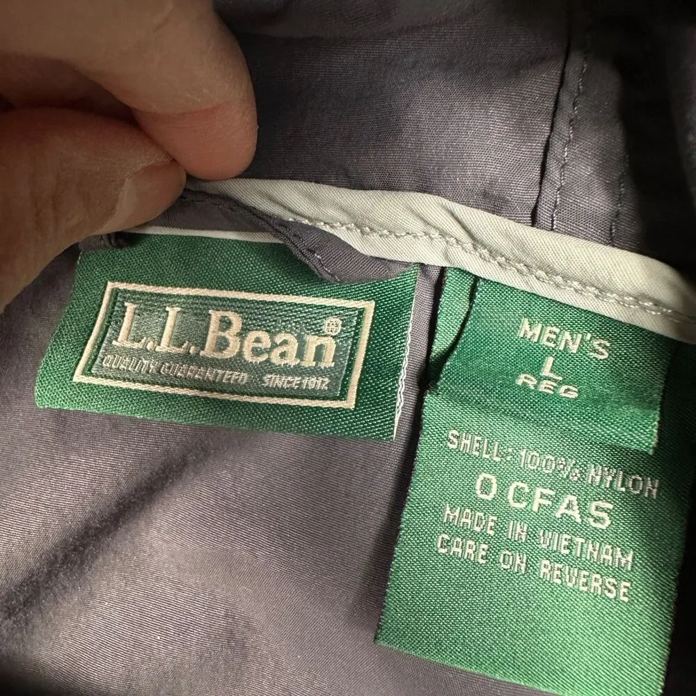 LL BEAN Mens L Tall Gray Anorak Half Zip Hooded Windbreaker Outdoor Gorpcore